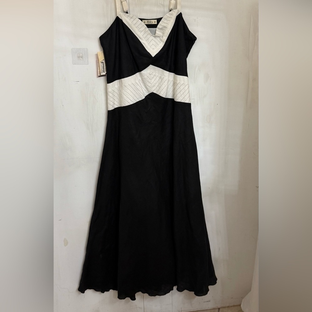 NEW Abito Designer Black & White Cotton Midi Dress Euro 34 / 8/10 - Picture 4 of 12